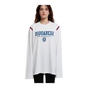 Dsquared2 Grafisk Långärmad College T-shirt White, Dam