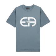 Emporio Armani Ljusgrön Tencel Blandning Logo r-EAcreate T-Shirt Blue,...