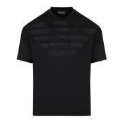 Emporio Armani Svart T-shirt med korta ärmar och broderad örnlogotyp B...