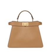 Fendi Sandfärgad Peekaboo ISeeU Crossbody Väska Brown, Dam