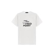 Fred Perry Tryckt rund hals bomull T-shirt White, Herr