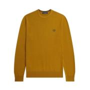 Fred Perry Klassisk Crew Neck Jumper Brown, Herr