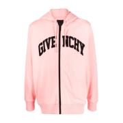 Givenchy Korall Zip-Through Huvtröja med Broderad Logotyp Pink, Herr