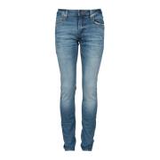 Guess Färgblekta Skinny Jeans med Gyllene Sömmar Blue, Herr