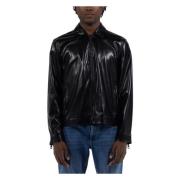 Guess Leather Jackets Black, Herr