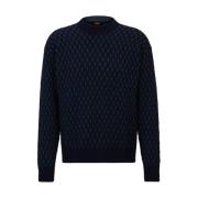 Hugo Boss Mörkblå Sweaters för Män Blue, Herr