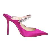 Jimmy Choo Hallon Satin Kristall Mules Pink, Dam