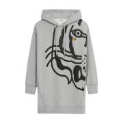 Kenzo Tiger Logo Huva Klänning Gray, Dam