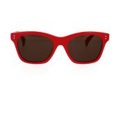 Kenzo Fyrkantiga solglasögon med rött acetatram och gråa linser Red, U...