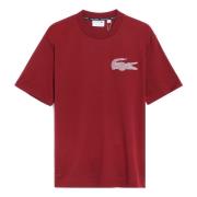 Lacoste bomull T-shirt med broderad krokodil Red, Herr