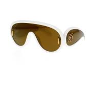 Loewe Stiliga solglasögon med gyllene spegelglas White, Unisex