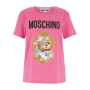 Moschino Söt och Kvick Bear Mirror T-Shirt Pink, Dam