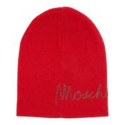 Moschino Lyxig Ullblandning Beanie Red, Dam