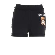 Moschino Svarta Teddybjörn Shorts med Fransdetaljer Black, Dam