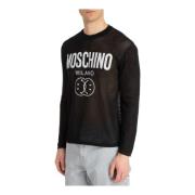 Moschino Smiley Logo Print Bomullssweatshirt Black, Herr