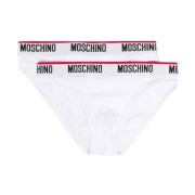 Moschino Vita Stretch Bomull Logo Midjeband Briefs White, Herr