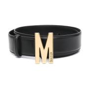 Moschino Elegant Läderbälte med Ikoniskt M-Logospänne Black, Dam
