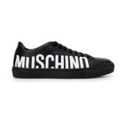 Moschino Svarta Sneakers med Pinafore Metal Black, Herr