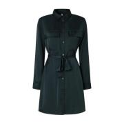 Pepe Jeans Belted Coats Green, Dam