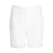 Pinko Shorts med hög midja och broderat mönster White, Dam