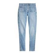 Polo Ralph Lauren Högmidjade jeans med knappgylf Blue, Dam