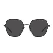 Prada Fyrkantiga solglasögon i metall med mörkgråa linser Black, Unise...