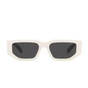 Prada Rektangulära solglasögon med vit ram och mörkgråa linser White, ...