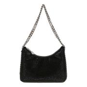 Stella McCartney Crystal Hotfix Mini Dragkedja Axelväska Black, Dam