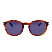 Tom Ford Klassiska fyrkantiga solglasögon med blåa linser Brown, Unise...