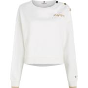 Tommy Hilfiger Elegant Sweatshirt med Knappar och Broderi White, Dam