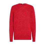 Tommy Hilfiger Merino Crewneck Sweater i Fireworks Röd Red, Herr