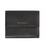 Trussardi Damplånbok i präglat läder med tryckknapp Black, Herr