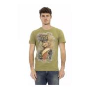 Trussardi Grön Bomull Rund Hals T-Shirt Green, Herr