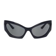 Versace Cat-Eye Solglasögon med Mörkgrå Lins och Svart Ram Black, Dam