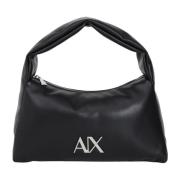 Armani Exchange Svart handväska för kvinnor med silverlogotyp Black, D...