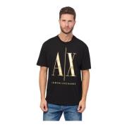 Armani Exchange Svart T-shirt med Logo Print Black, Herr