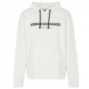 Armani Exchange Vit huvtröja med brösttryck White, Herr