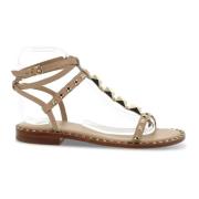 ASH Platta sandaler för kvinnor i läder Beige, Dam