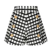 Balmain Svart och vit tweed shorts Black, Dam