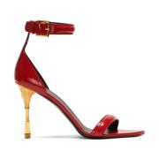 Balmain Moneta patent leather sandals Red, Dam
