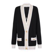 Balmain Cashmere kofta med logotyp Black, Dam