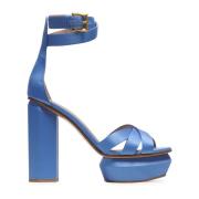 Balmain Ava satin platform sandaler Blue, Dam