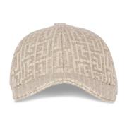 Balmain Monogrammärkt raffiakeps Beige, Dam