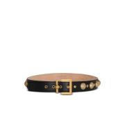 Balmain Leather `Coin` belt Black, Dam