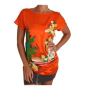 Dolce & Gabbana Lyxig Kristall Siden T-shirt Topp Orange, Dam