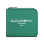Dolce & Gabbana Grön Logo-Print Läderplånbok Green, Herr