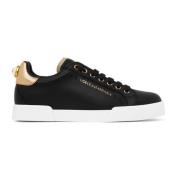 Dolce & Gabbana Svarta och Guld Portofino Låga Sneakers Black, Dam