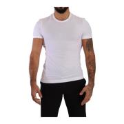 Dolce & Gabbana Vit Rund Hals Bomullsstretch T-shirt White, Herr