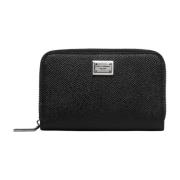 Dolce & Gabbana Svart plånbok i kalvskinn med logoplakett Black, Herr