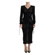 Dolce & Gabbana Svart Viskos Bodycon Sheath Midi Klänning Black, Dam